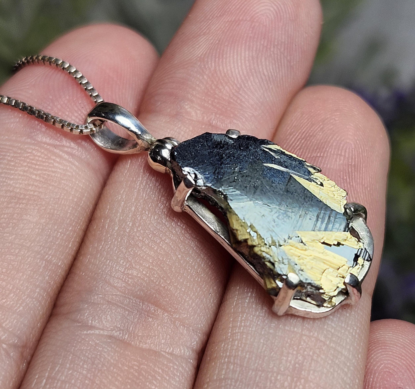 Hematite & Rutile Star Crystal Pendant, Hematite Rutile Crystal Necklace