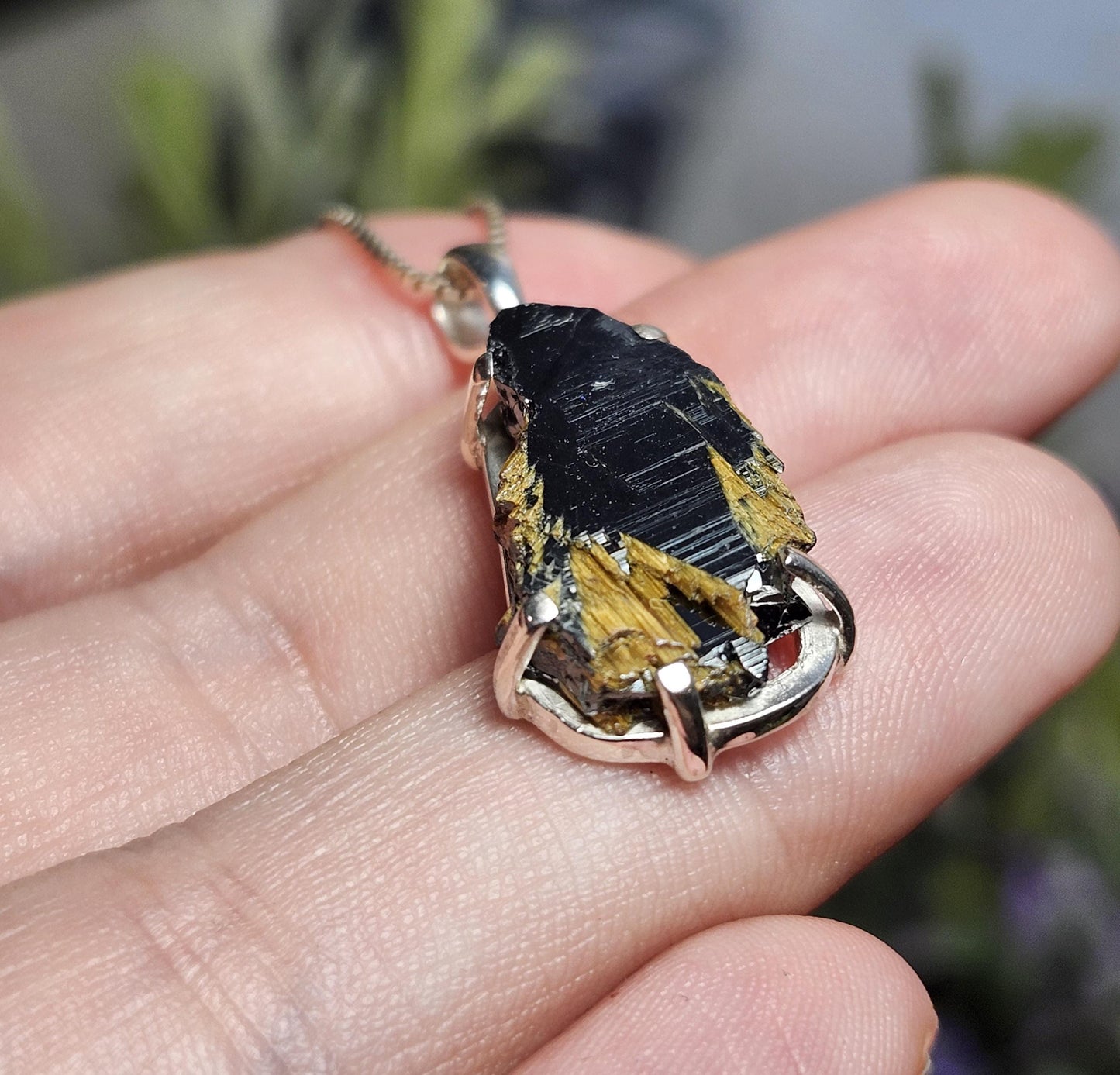 Hematite & Rutile Star Crystal Pendant, Hematite Rutile Crystal Necklace