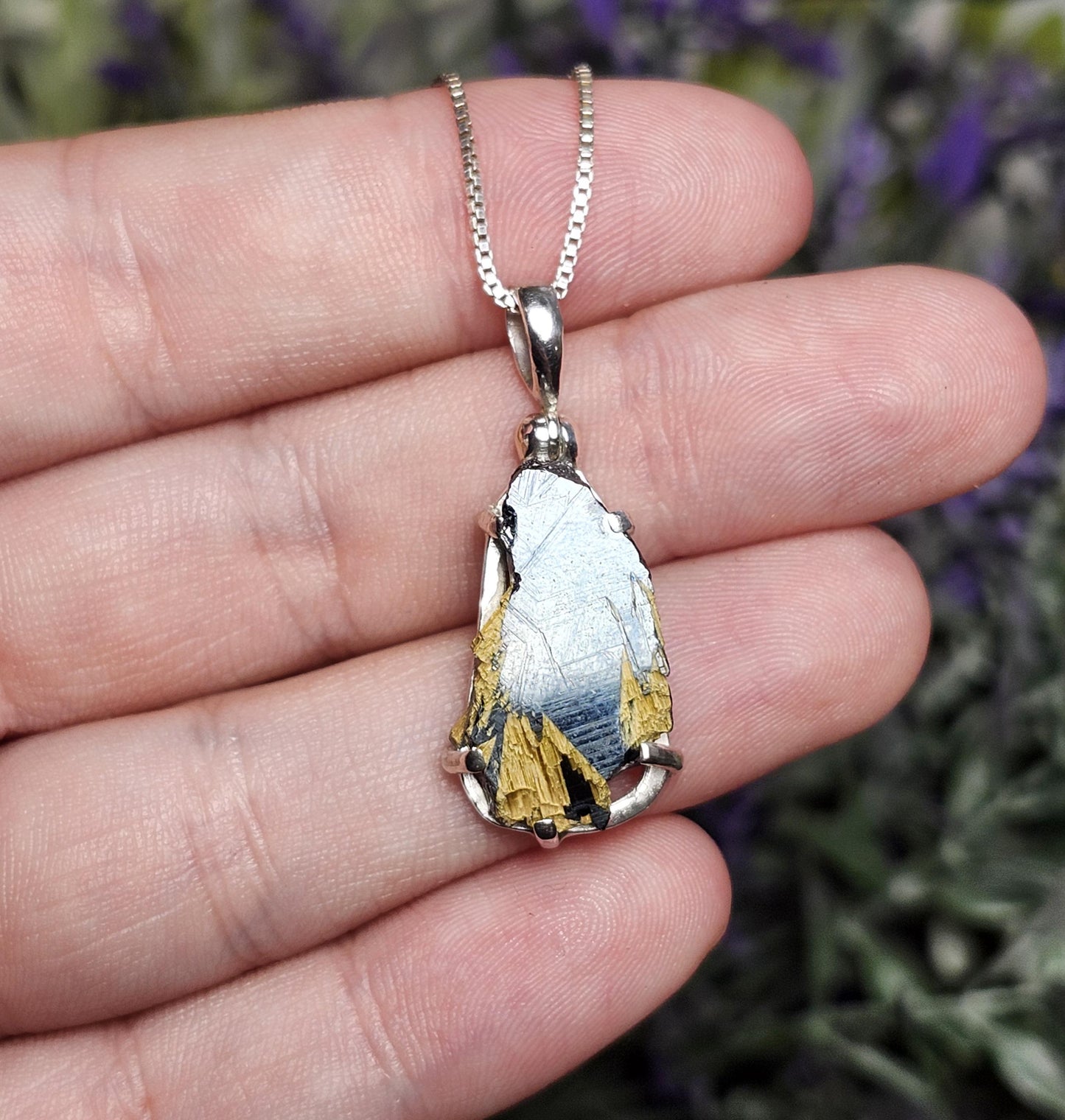 Hematite & Rutile Star Crystal Pendant, Hematite Rutile Crystal Necklace