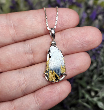 Hematite & Rutile Star Crystal Pendant, Hematite Rutile Crystal Necklace