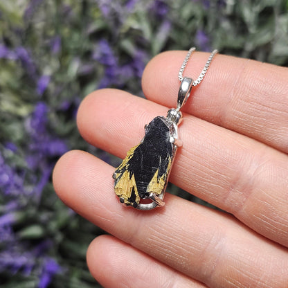 Hematite & Rutile Star Crystal Pendant, Hematite Rutile Crystal Necklace