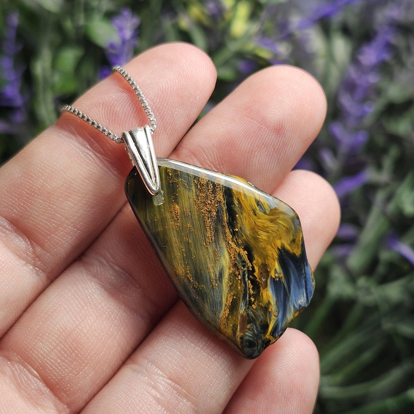 Pietersite Crystal Pendant, Namibian Pietersite Sterling Silver Necklace