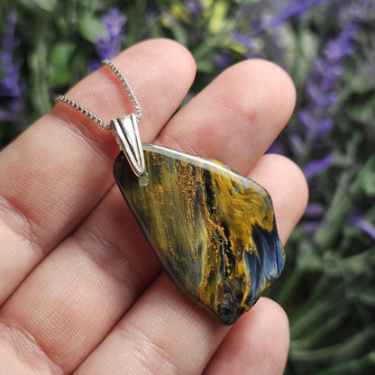 Pietersite Crystal Pendant, Namibian Pietersite Sterling Silver Necklace