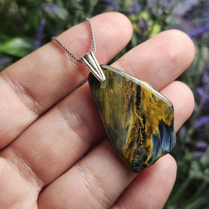 Pietersite Crystal Pendant, Namibian Pietersite Sterling Silver Necklace