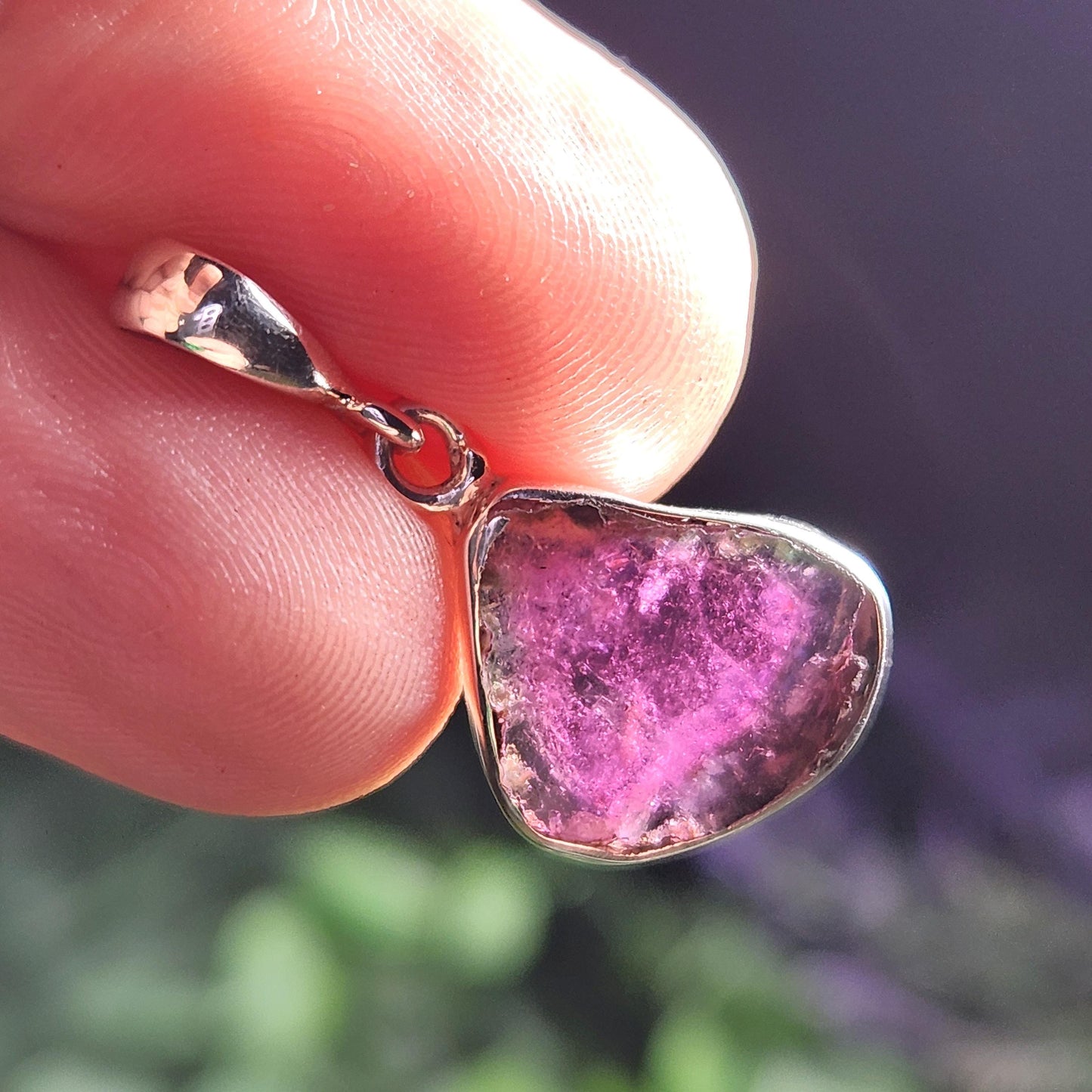 Pink Tourmaline Sterling Silver Pendant