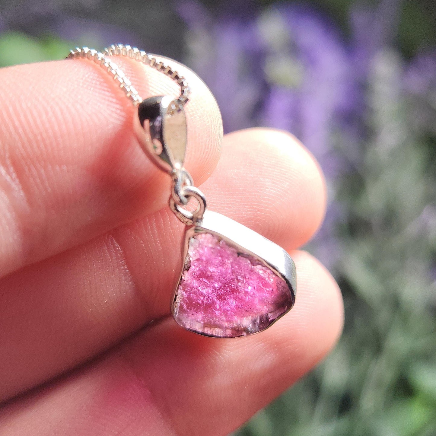 Pink Tourmaline Sterling Silver Pendant