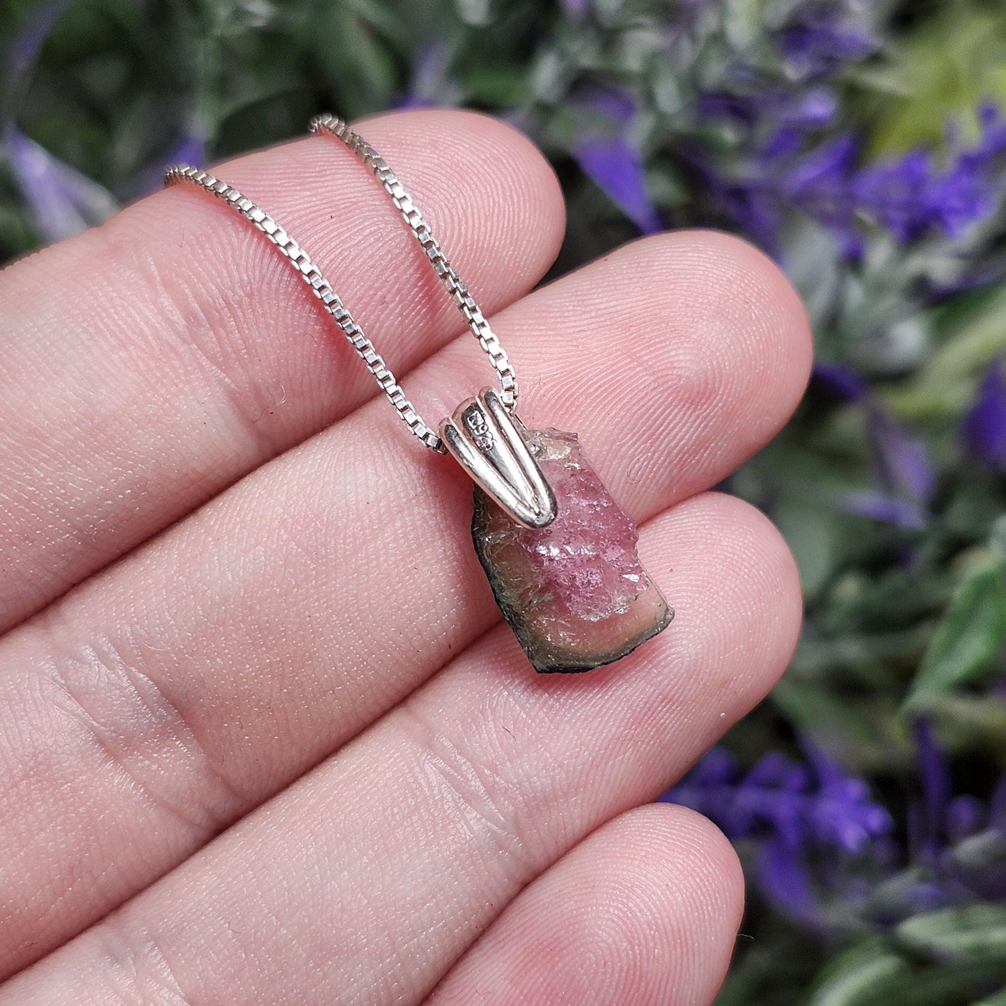 Watermelon Tourmaline Pendant, Sterling Silver Tourmaline Jewelry
