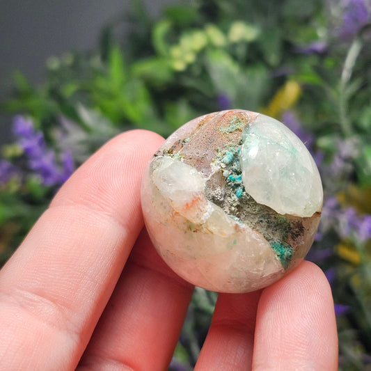Chrysocolla in Quartz Sphere
