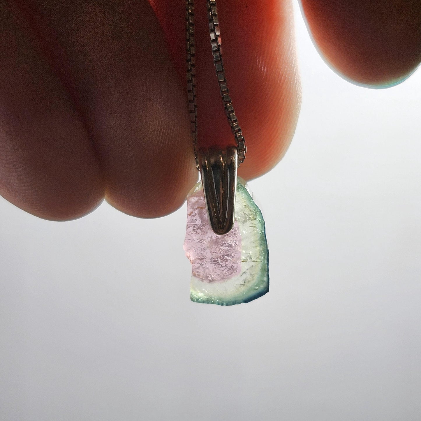 Watermelon Tourmaline Pendant, Sterling Silver Tourmaline Jewelry