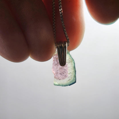 Watermelon Tourmaline Pendant, Sterling Silver Tourmaline Jewelry