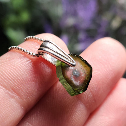 Watermelon Tourmaline Slice Pendant