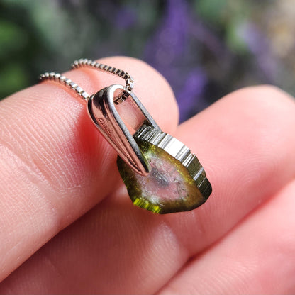 Watermelon Tourmaline Slice Pendant