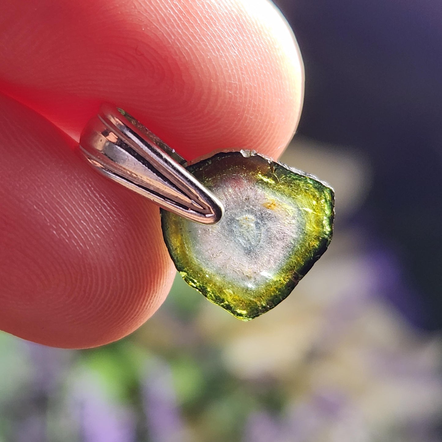 Watermelon Tourmaline Slice Pendant