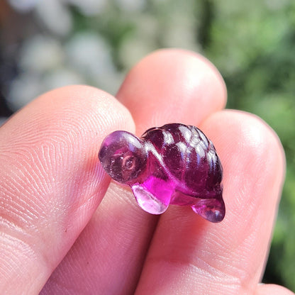 Mini Turtle Gemstone Carving, Rainbow Fluorite Crystal Carving (20x15mm)