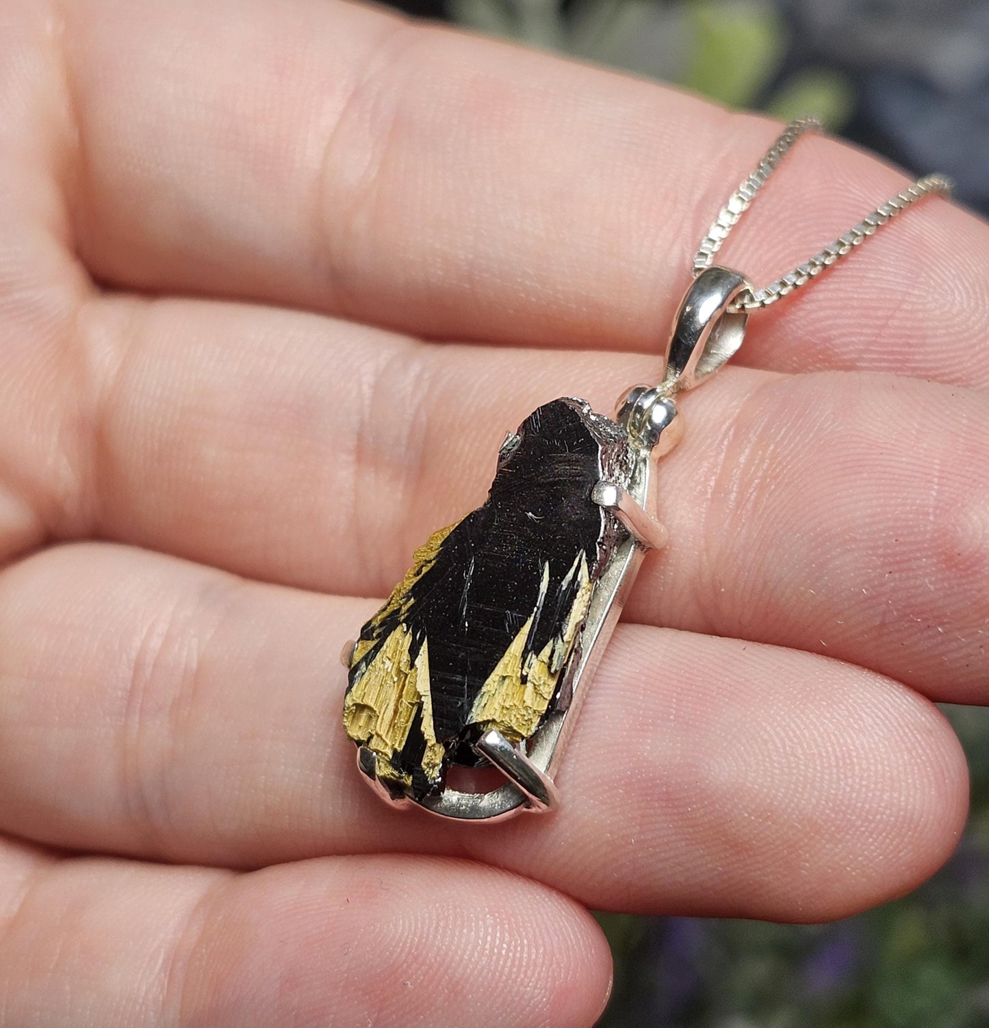 Hematite & Rutile Star Crystal Pendant, Hematite Rutile Crystal Necklace