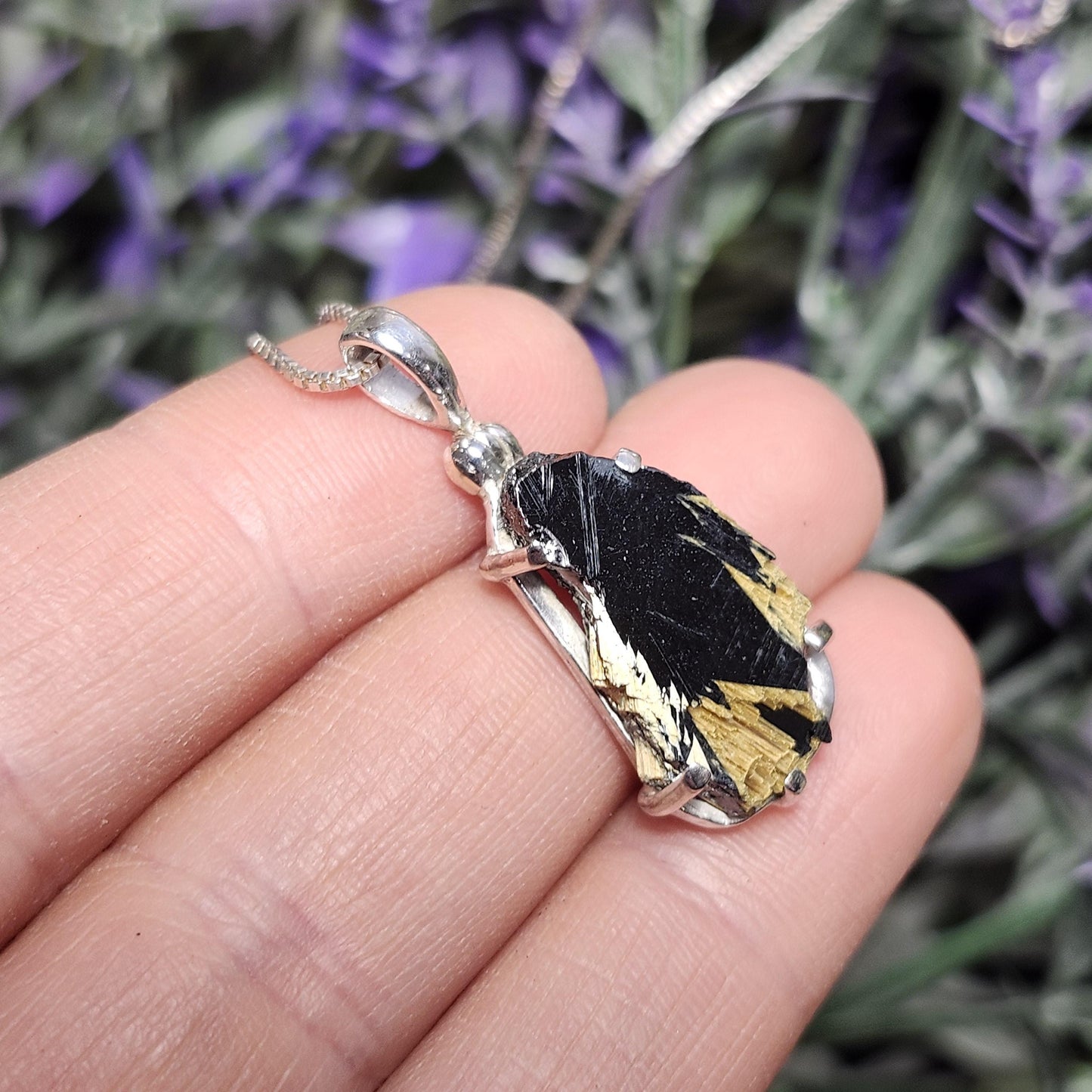 Hematite & Rutile Star Crystal Pendant, Hematite Rutile Crystal Necklace