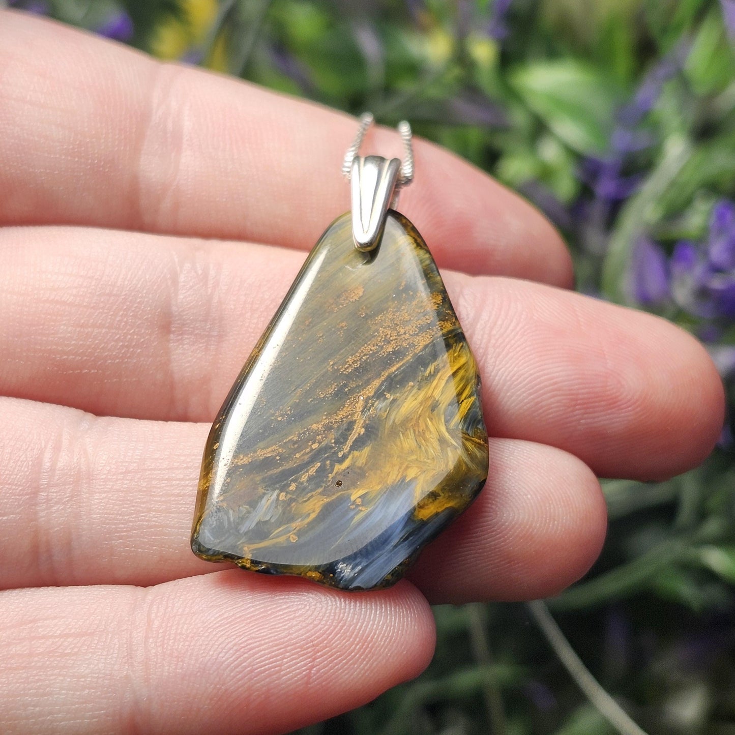 Pietersite Crystal Pendant, Namibian Pietersite Sterling Silver Necklace