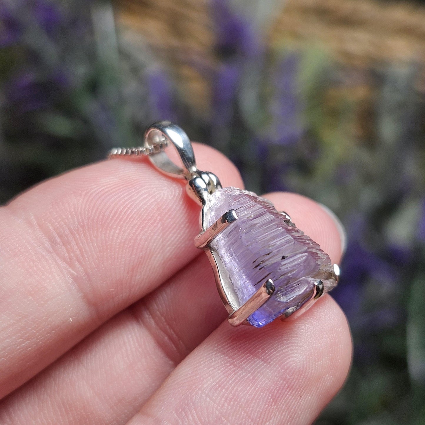 Tanzanite Pendant, Sterling Silver Terminated Tanzanite Necklace