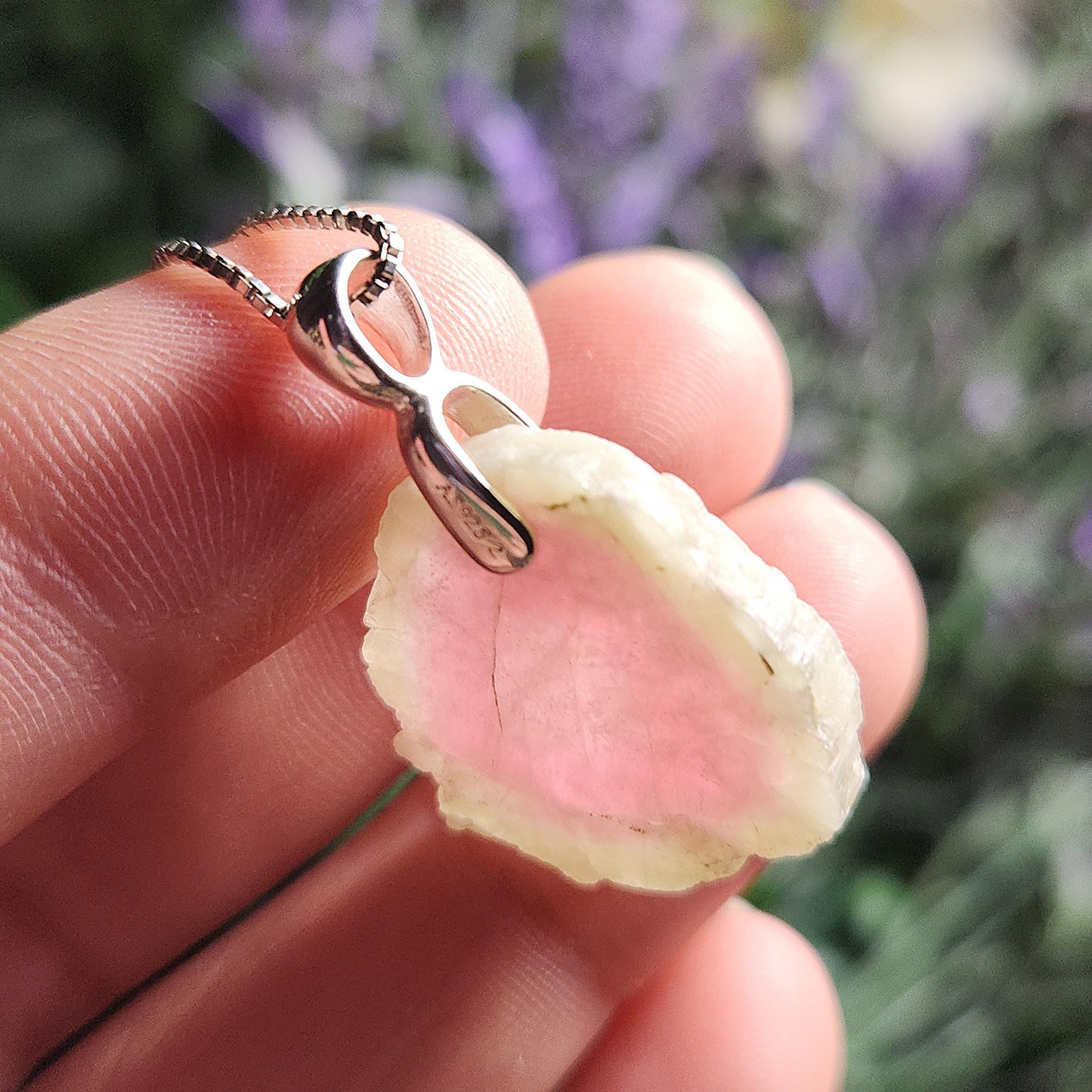 Watermelon Tourmaline Sterling Silver Pendant, Tourmaline Crystal Necklace