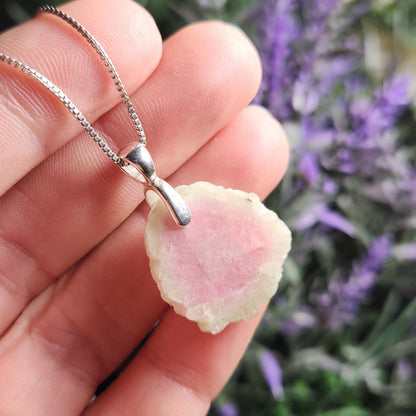 Watermelon Tourmaline Sterling Silver Pendant, Tourmaline Crystal Necklace