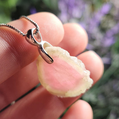 Watermelon Tourmaline Sterling Silver Pendant, Tourmaline Crystal Necklace
