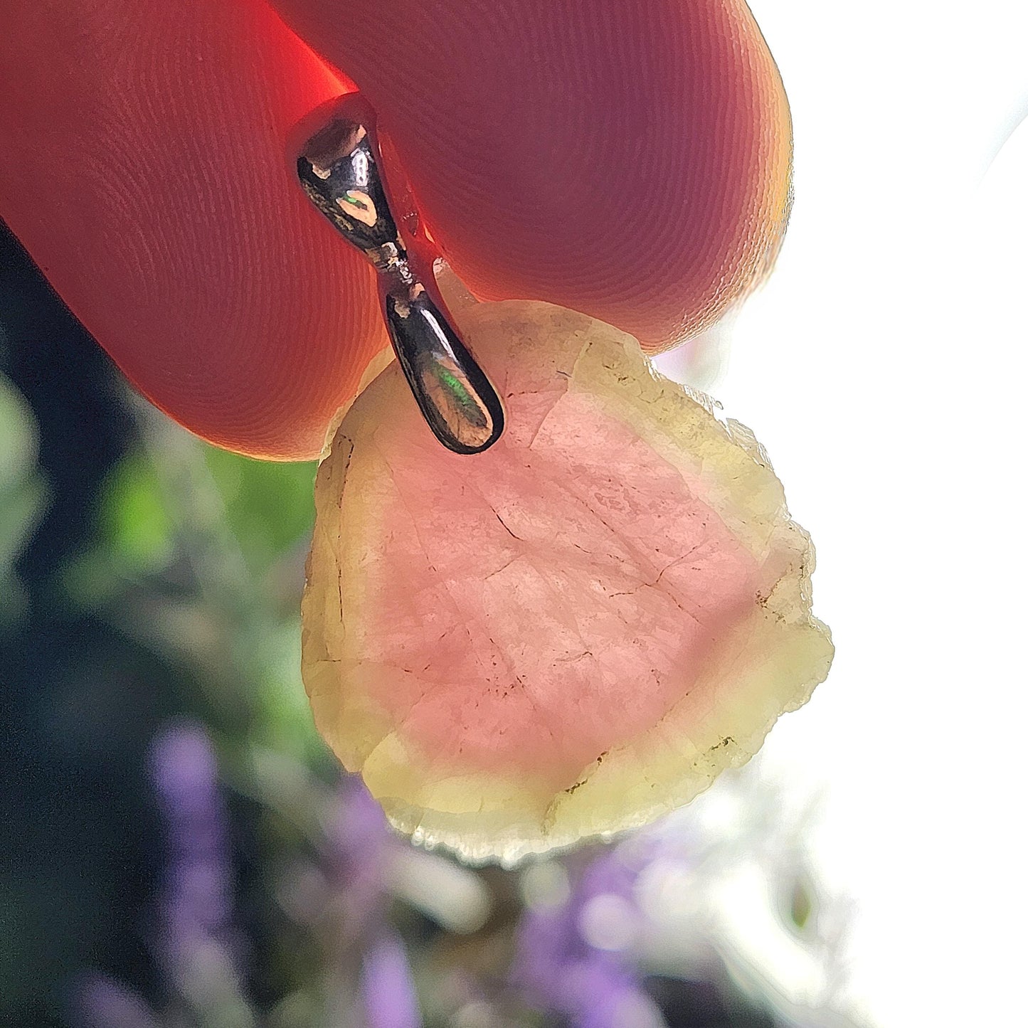 Watermelon Tourmaline Sterling Silver Pendant, Tourmaline Crystal Necklace