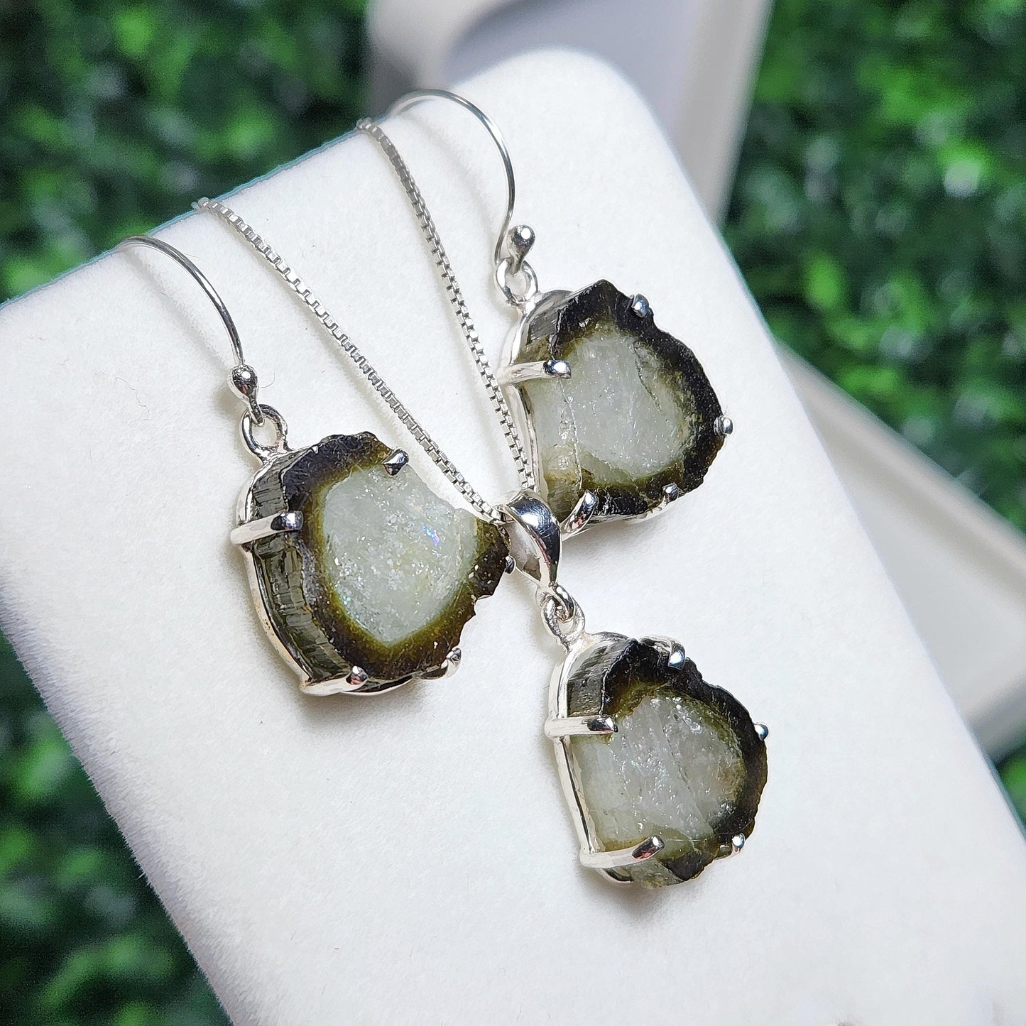 Tourmaline Slice Jewelry Set