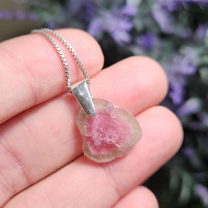 Watermelon Tourmaline Pendant, Brazilian Tourmaline Necklace