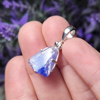 Tanzanite Crystal Pendant, Sterling Silver Handmade Necklace