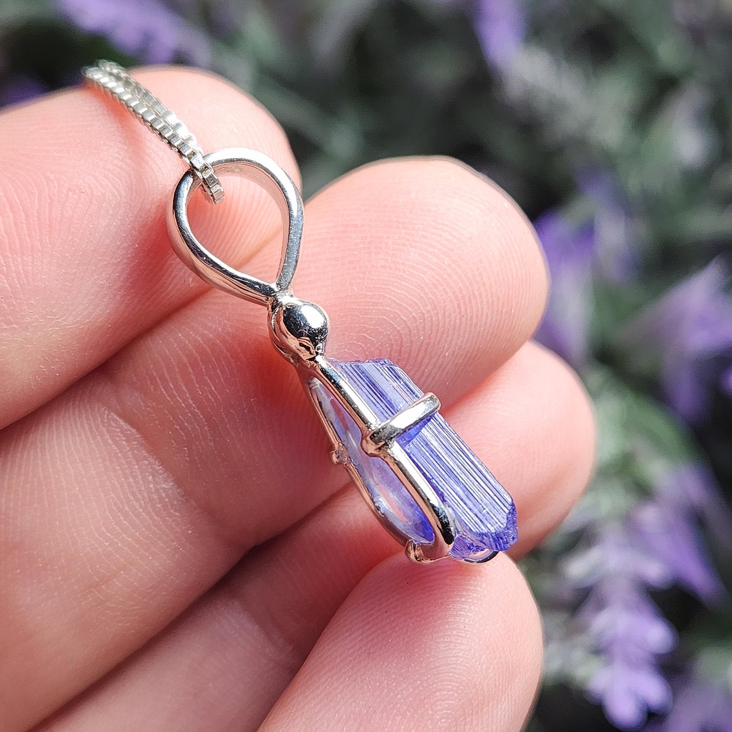 Tanzanite Crystal Pendant, Sterling Silver Handmade Necklace
