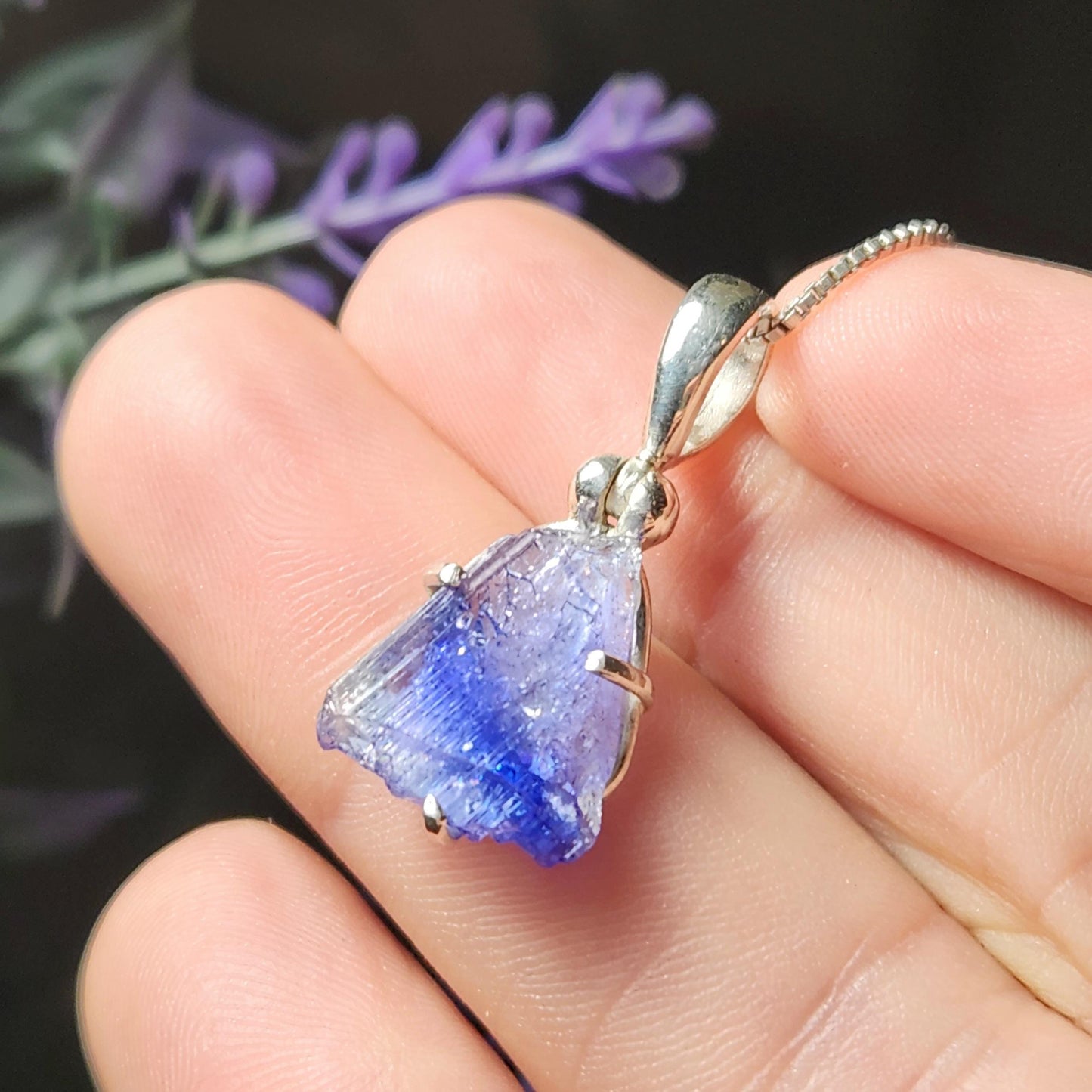 Tanzanite Crystal Pendant, Sterling Silver Handmade Necklace