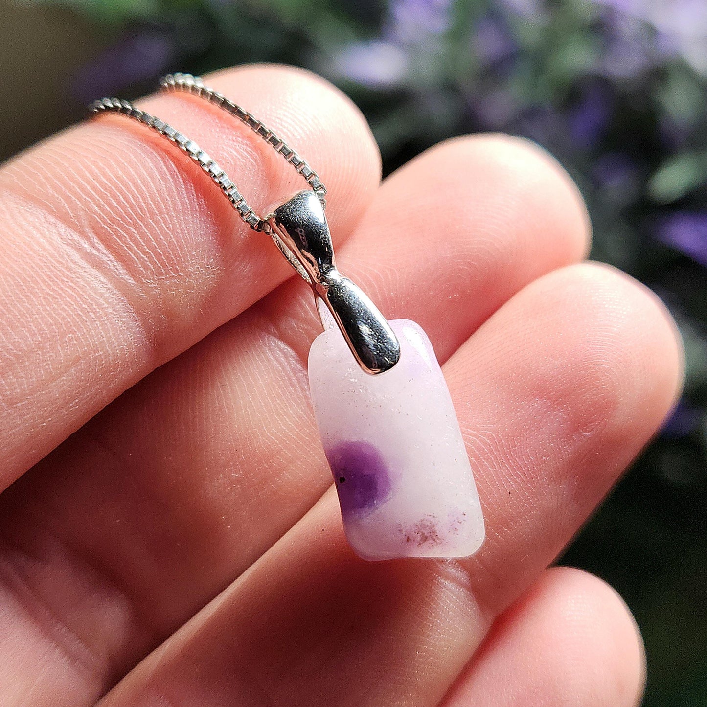 Gel Sugilite Crystal Pendant, Sterling Silver Polished Sugilite Necklace