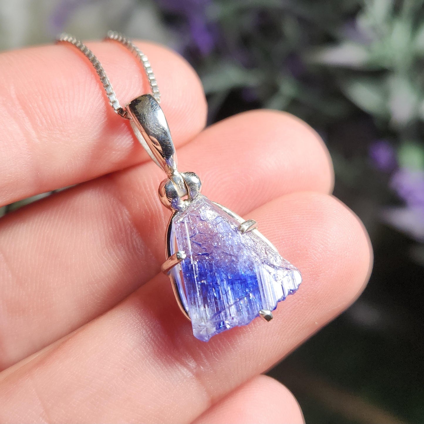 Tanzanite Crystal Pendant, Sterling Silver Handmade Necklace