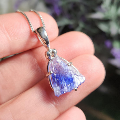 Tanzanite Crystal Pendant, Sterling Silver Handmade Necklace
