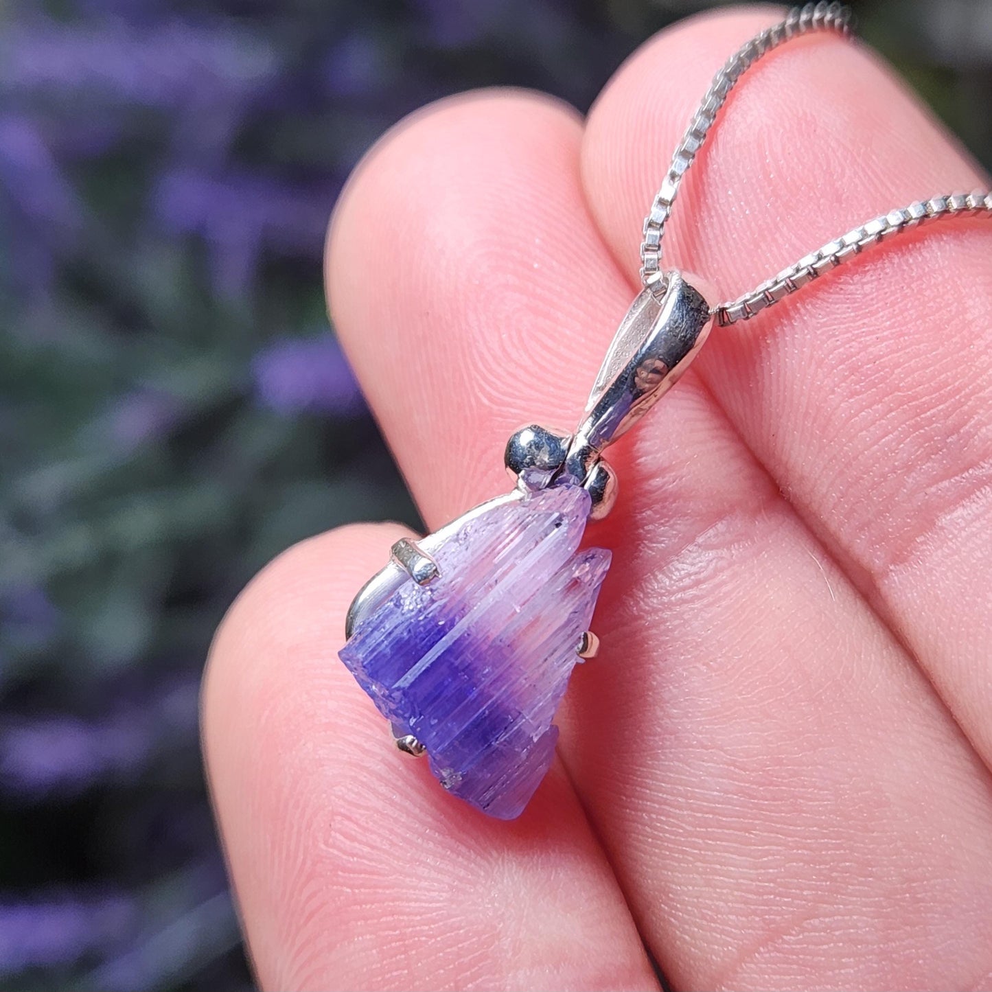 Tanzanite Sterling Silver Pendant, Bicolor Tanzanite Necklace