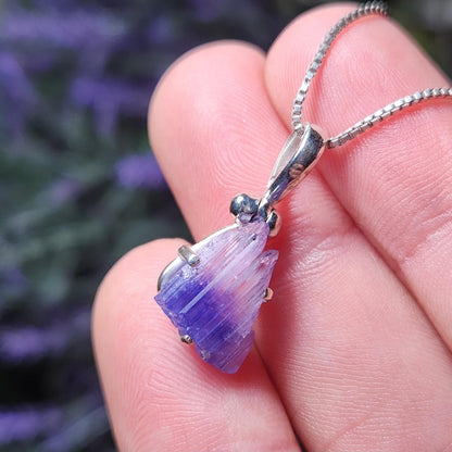 Tanzanite Sterling Silver Pendant, Bicolor Tanzanite Necklace