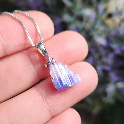 Tanzanite Sterling Silver Pendant, Bicolor Tanzanite Necklace