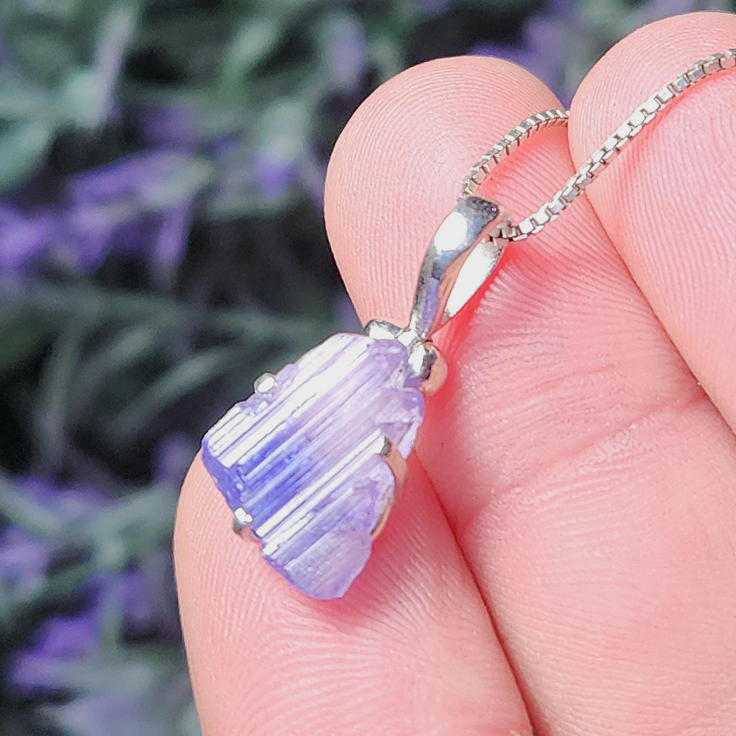 Tanzanite Sterling Silver Pendant, Bicolor Tanzanite Necklace