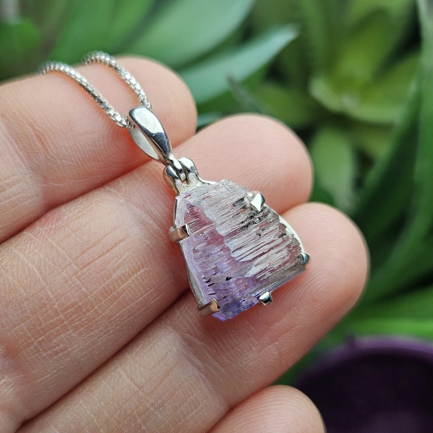 Tanzanite Pendant, Sterling Silver Terminated Tanzanite Necklace