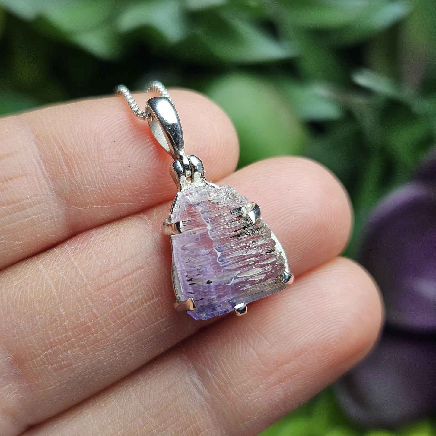 Tanzanite Pendant, Sterling Silver Terminated Tanzanite Necklace