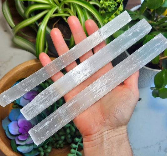 Selenite Stick – Cleansing Crystal Wand – Energy Clearing Tool – White Selenite – Crown Chakra Stone – Aura Cleanser – Raw Selenite Wand