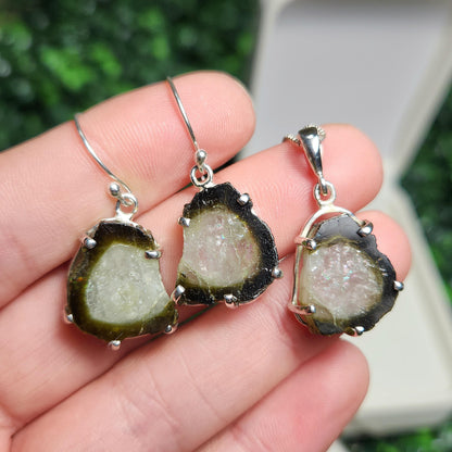 Tourmaline Slice Jewelry Set