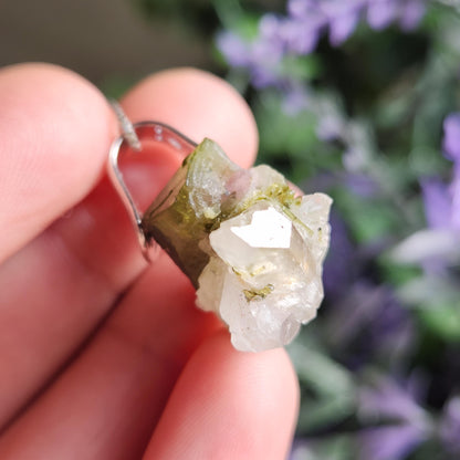 Watermelon Tourmaline & Quartz Pendant
