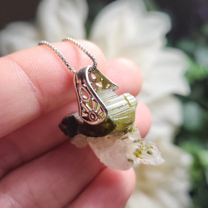 Watermelon Tourmaline & Quartz Pendant