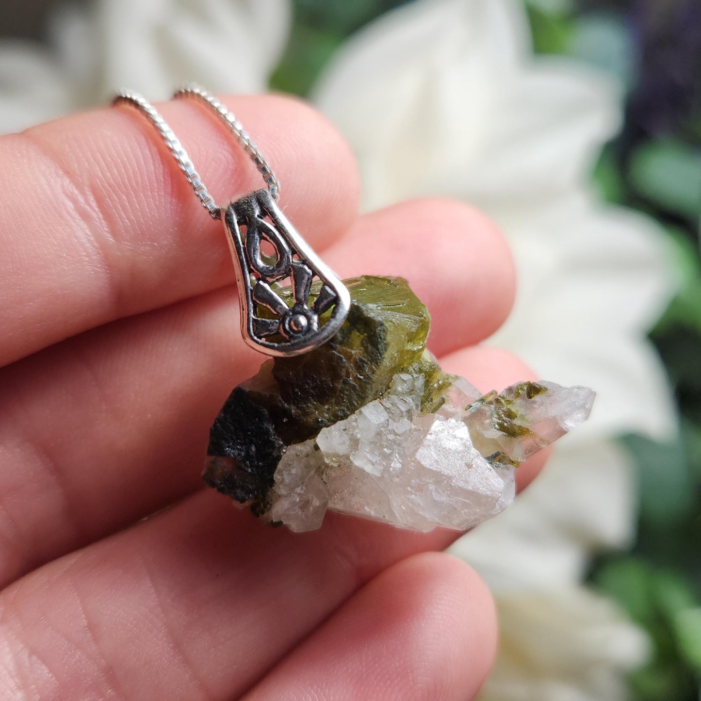 Watermelon Tourmaline & Quartz Pendant