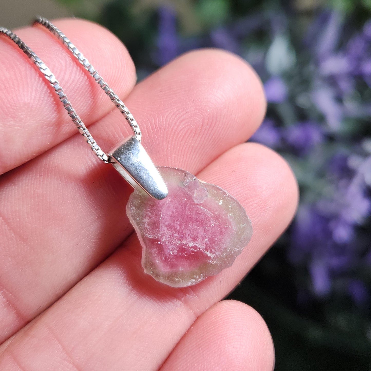 Watermelon Tourmaline Pendant, Brazilian Tourmaline Necklace
