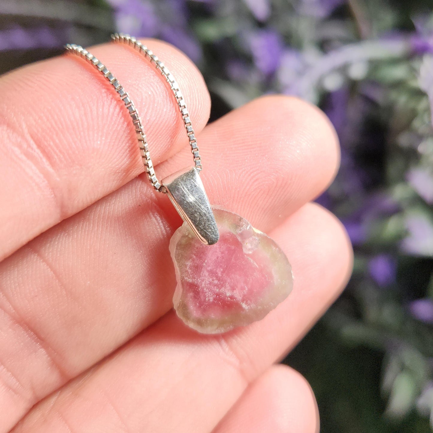 Watermelon Tourmaline Pendant, Brazilian Tourmaline Necklace