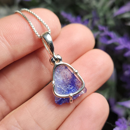Tanzanite Crystal Pendant, Sterling Silver Handmade Necklace
