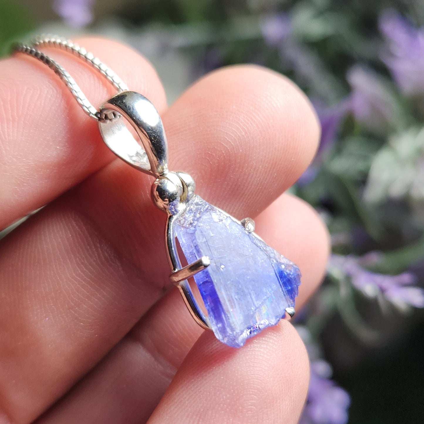 Tanzanite Crystal Pendant, Sterling Silver Handmade Necklace
