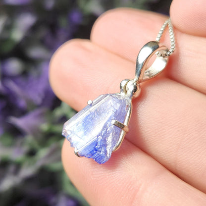 Tanzanite Crystal Pendant, Sterling Silver Handmade Necklace